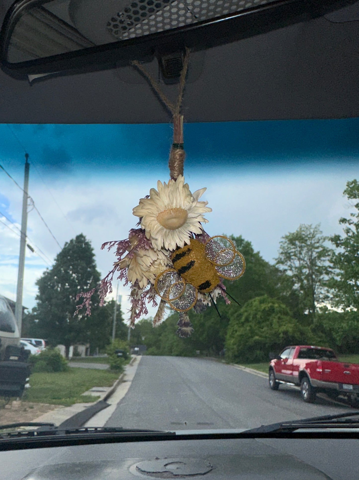 Purple Dried Flower Mini Bouquet with bee