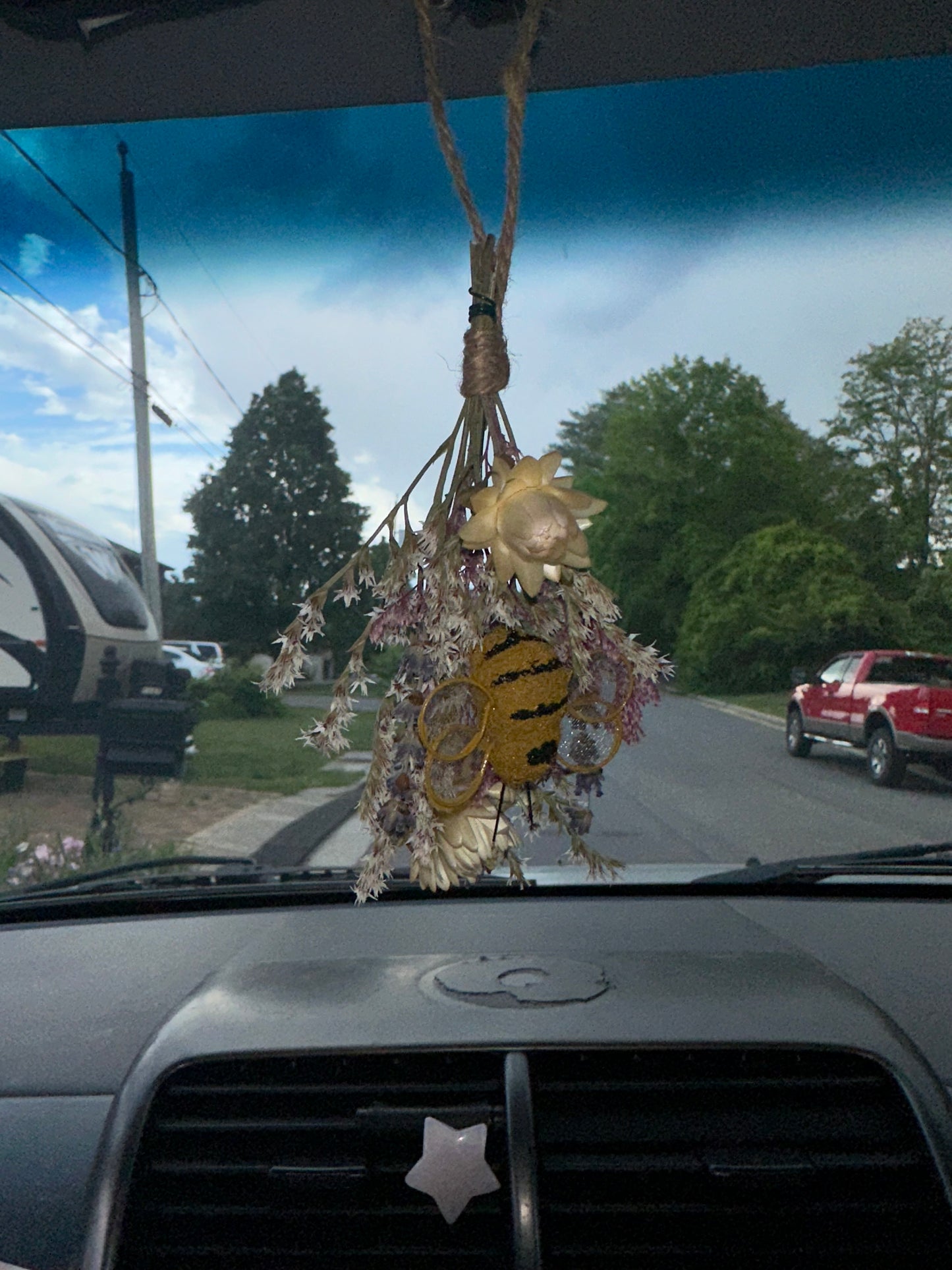 Purple Dried Flower Mini Bouquet with bee