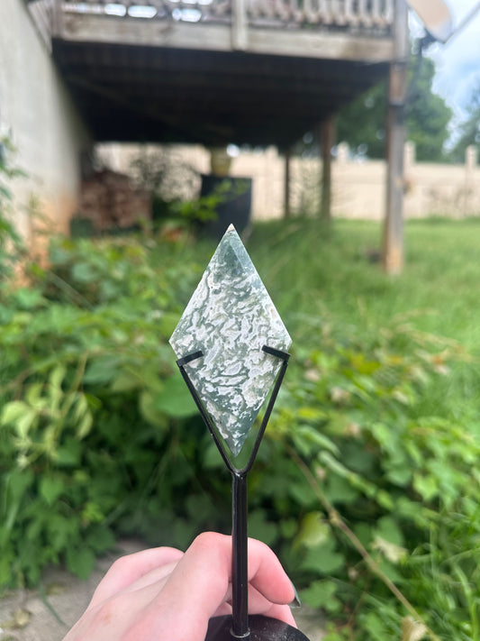 Moss Agate Diamond + stand