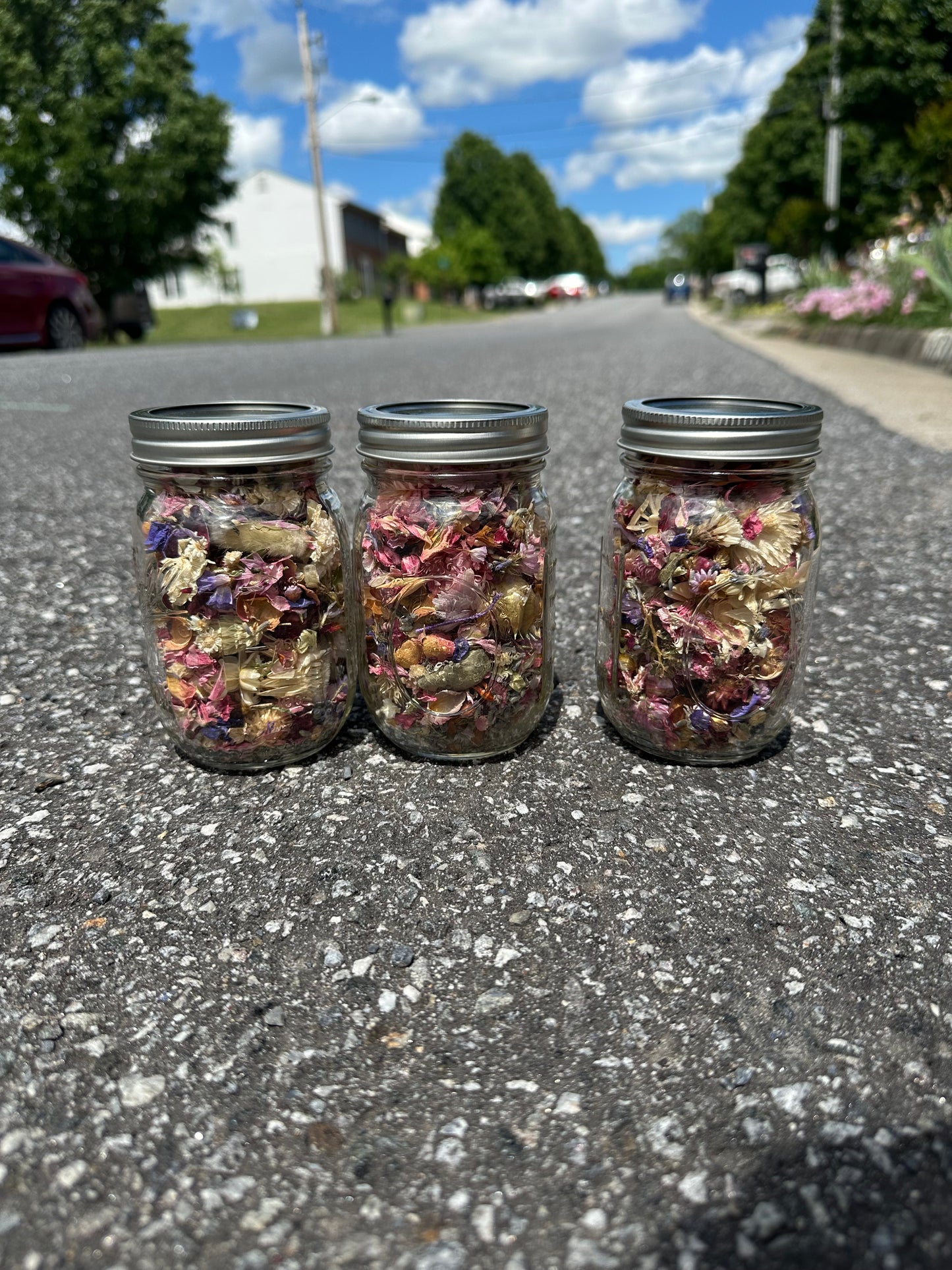 Dried Flower Confetti in Mason Jar