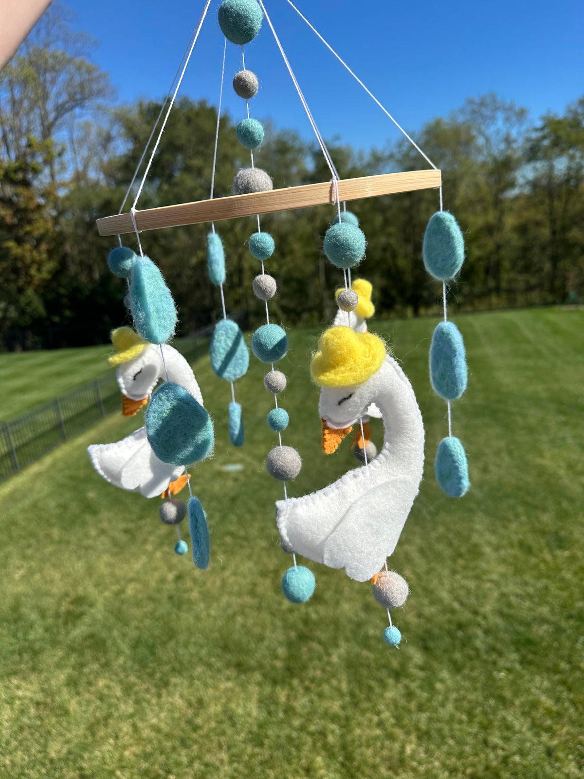 Handmade Goose & Raindrop Crib Mobile