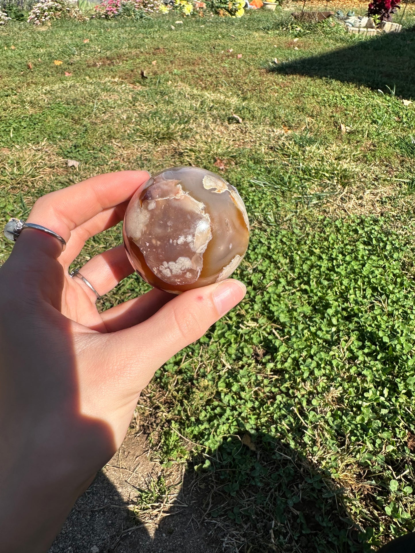 Flower Agate sphere #4