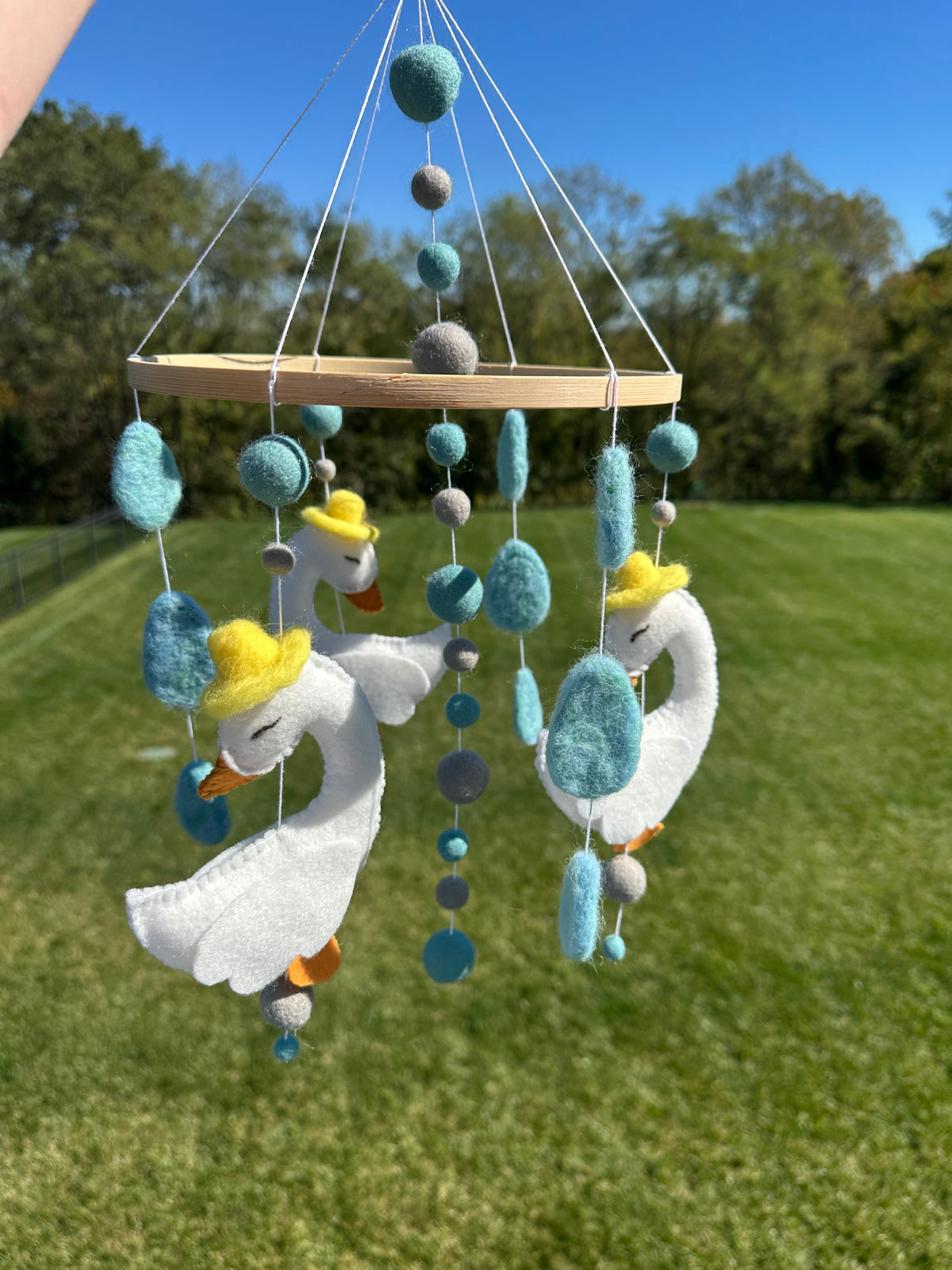 Handmade Goose & Raindrop Crib Mobile