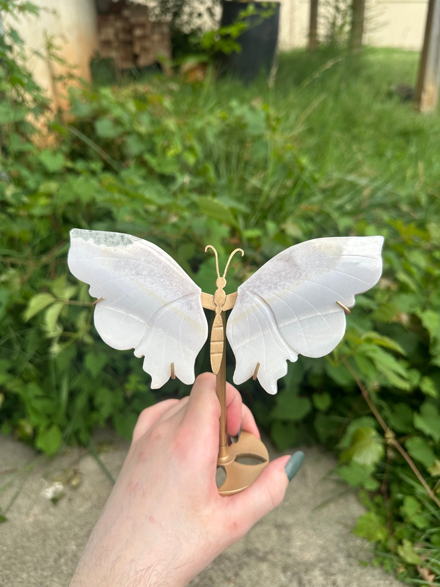 Flower Agate Butterfly with stand