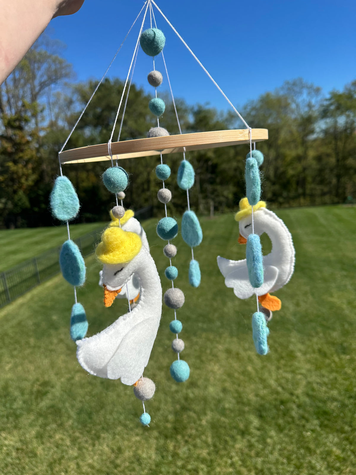 Handmade Goose & Raindrop Crib Mobile