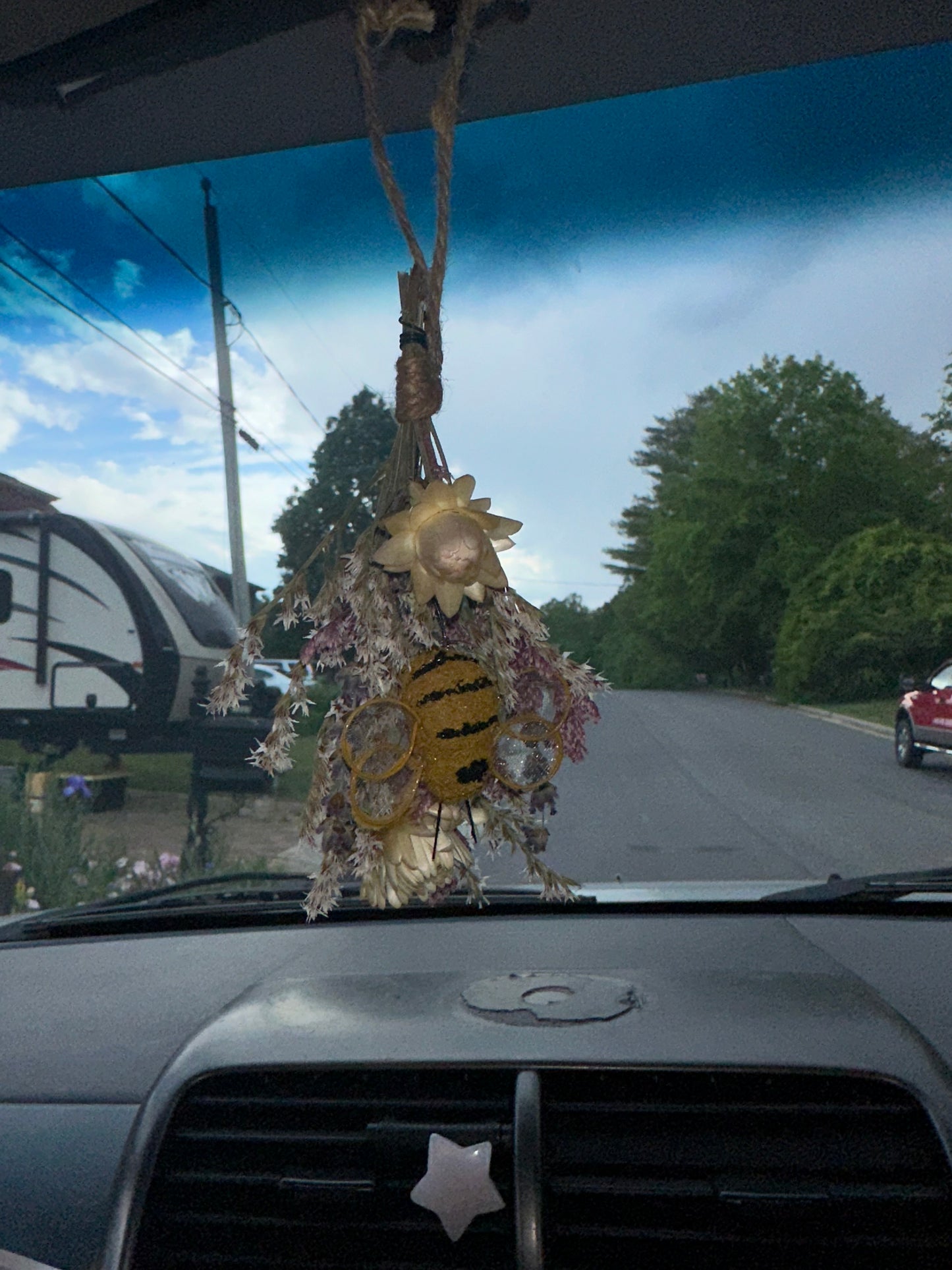 Purple Dried Flower Mini Bouquet with bee