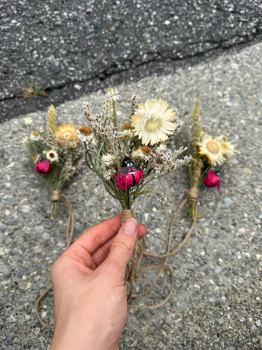 Ladybug Dried Flower Mini Bouquet