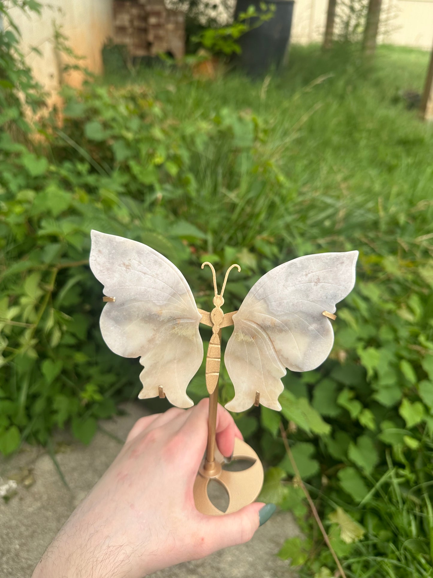 Flower Agate Butterfly with stand