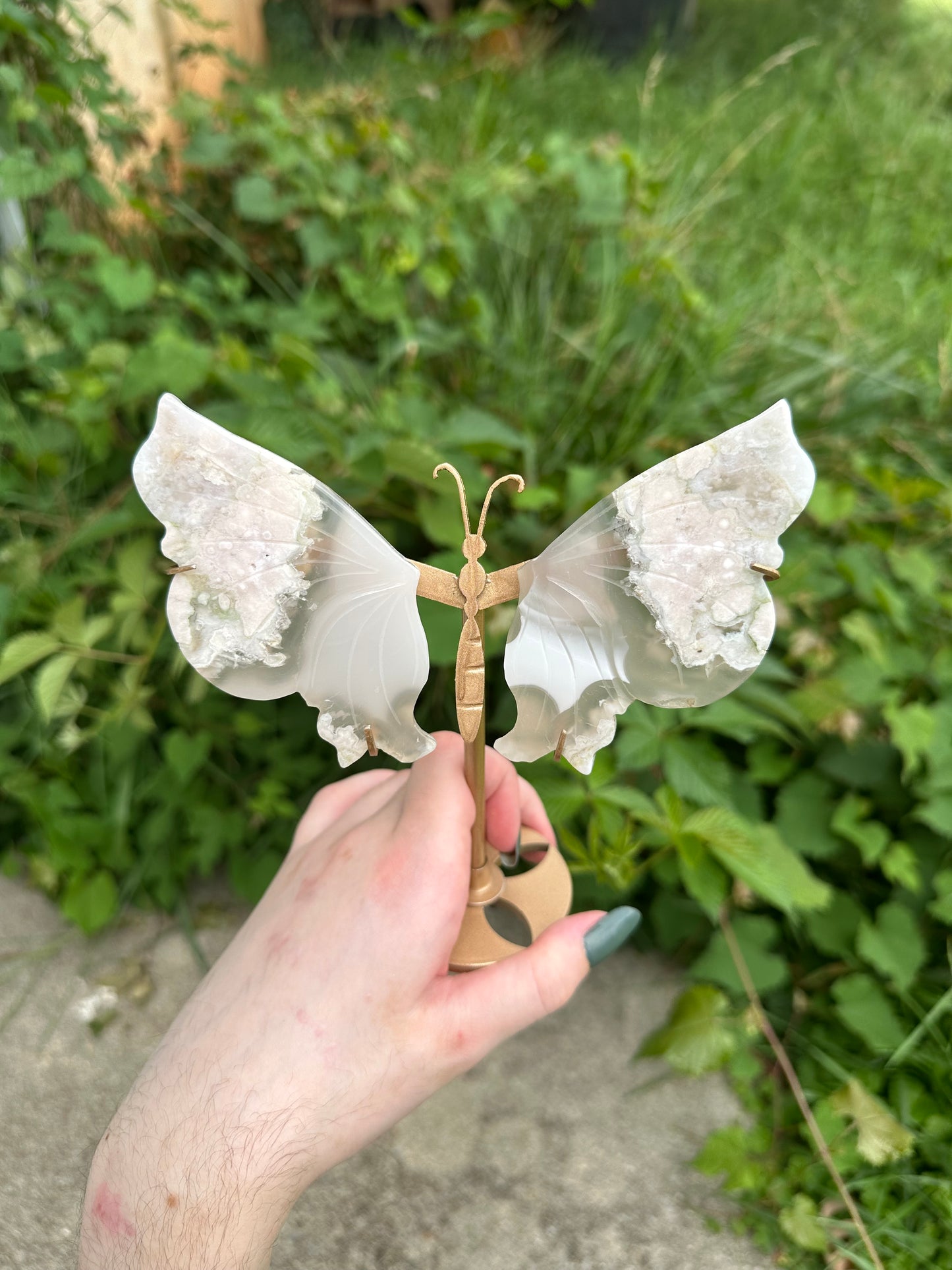 Flower Agate Butterfly with stand
