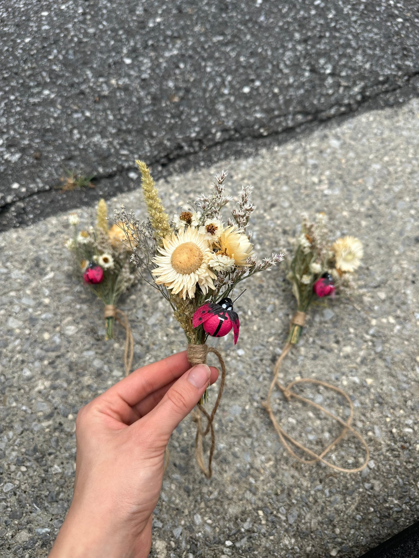 Ladybug Dried Flower Mini Bouquet