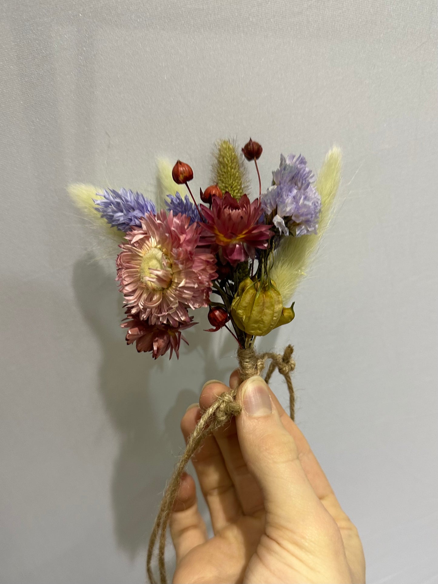 Pink+ Purple + Green Dried mini Bouquet
