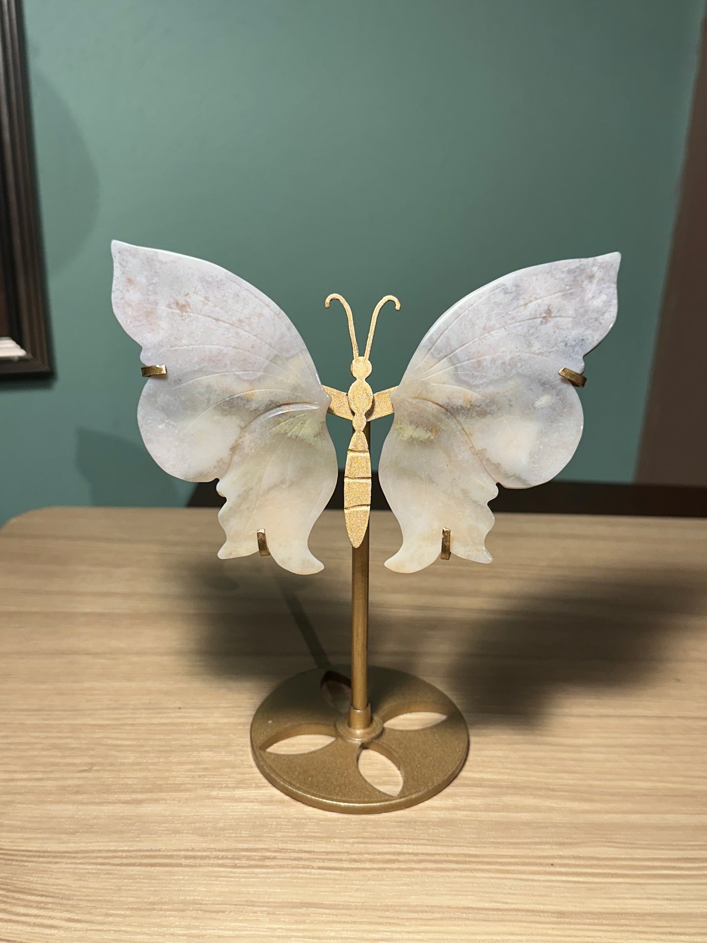 Flower Agate Butterfly with stand