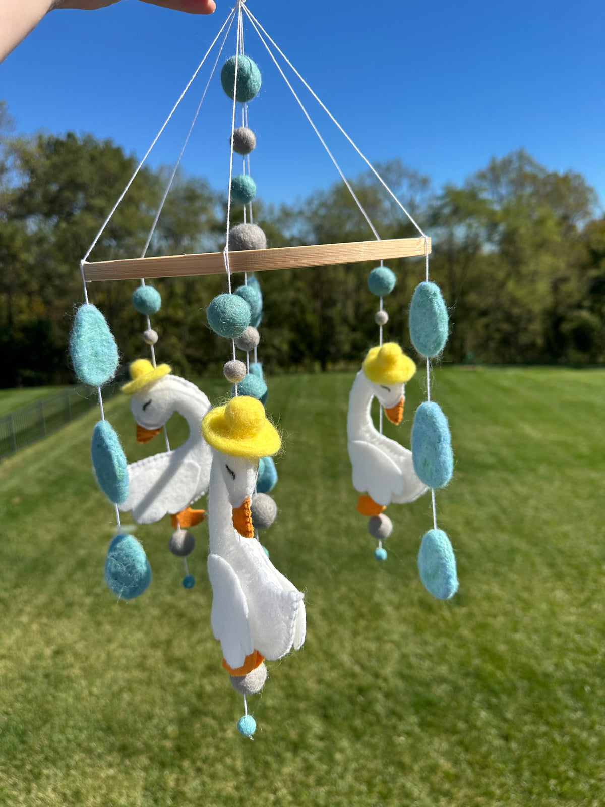 Handmade Goose & Raindrop Crib Mobile