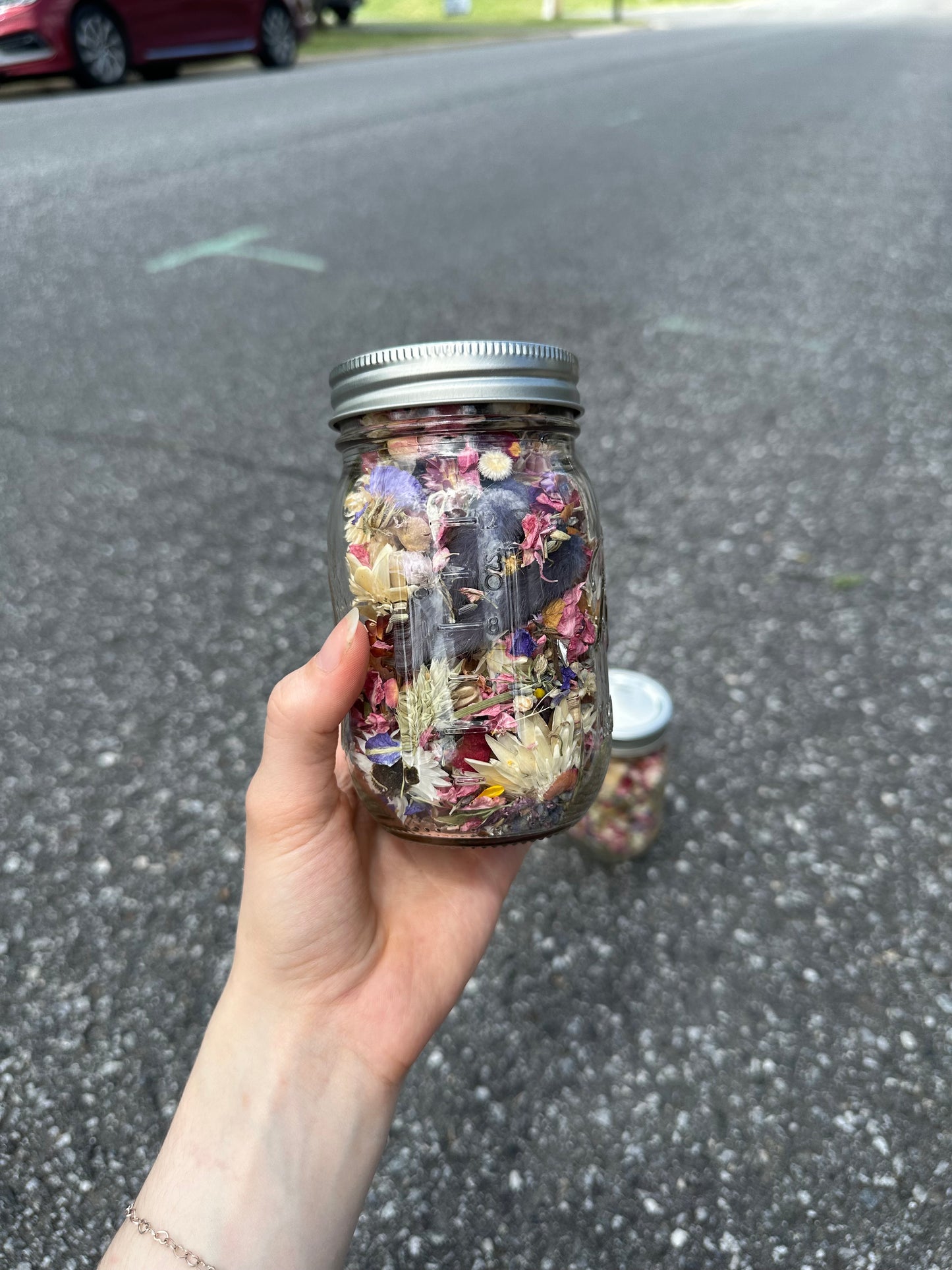 Dried Flower Confetti in Mason Jar