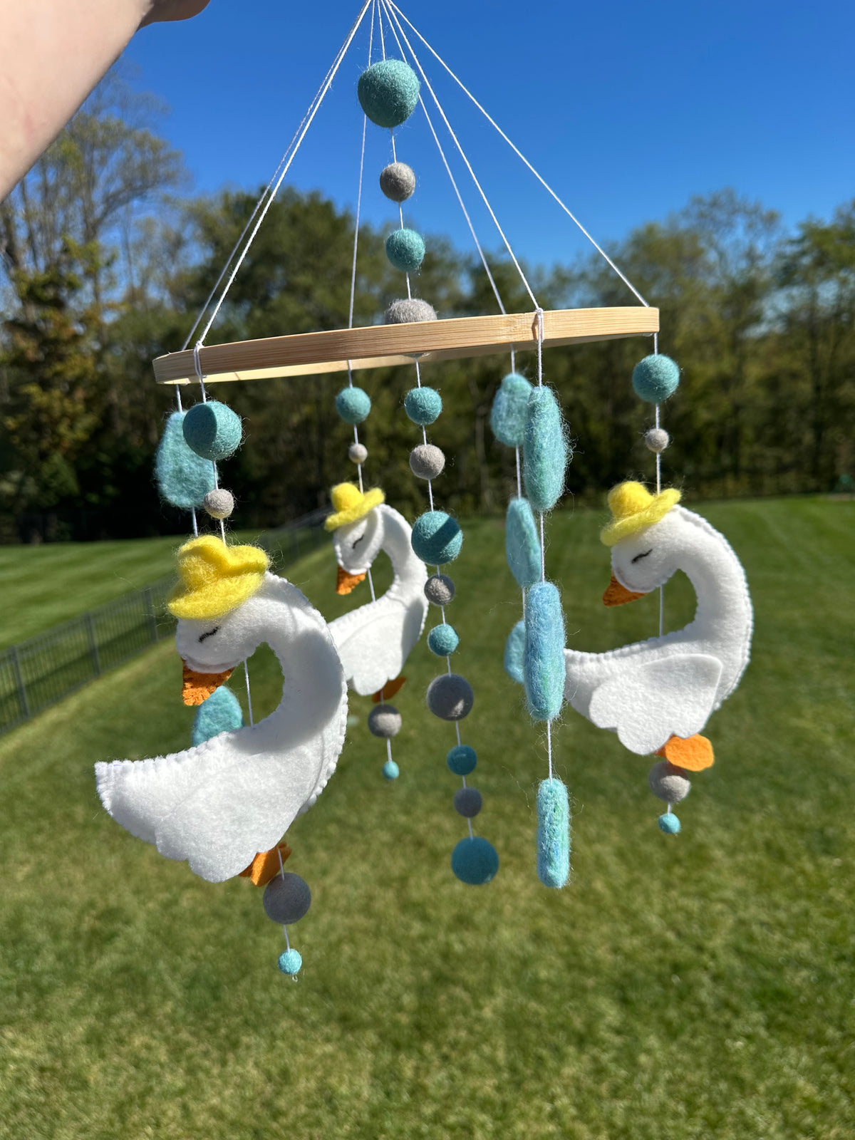 Handmade Goose & Raindrop Crib Mobile