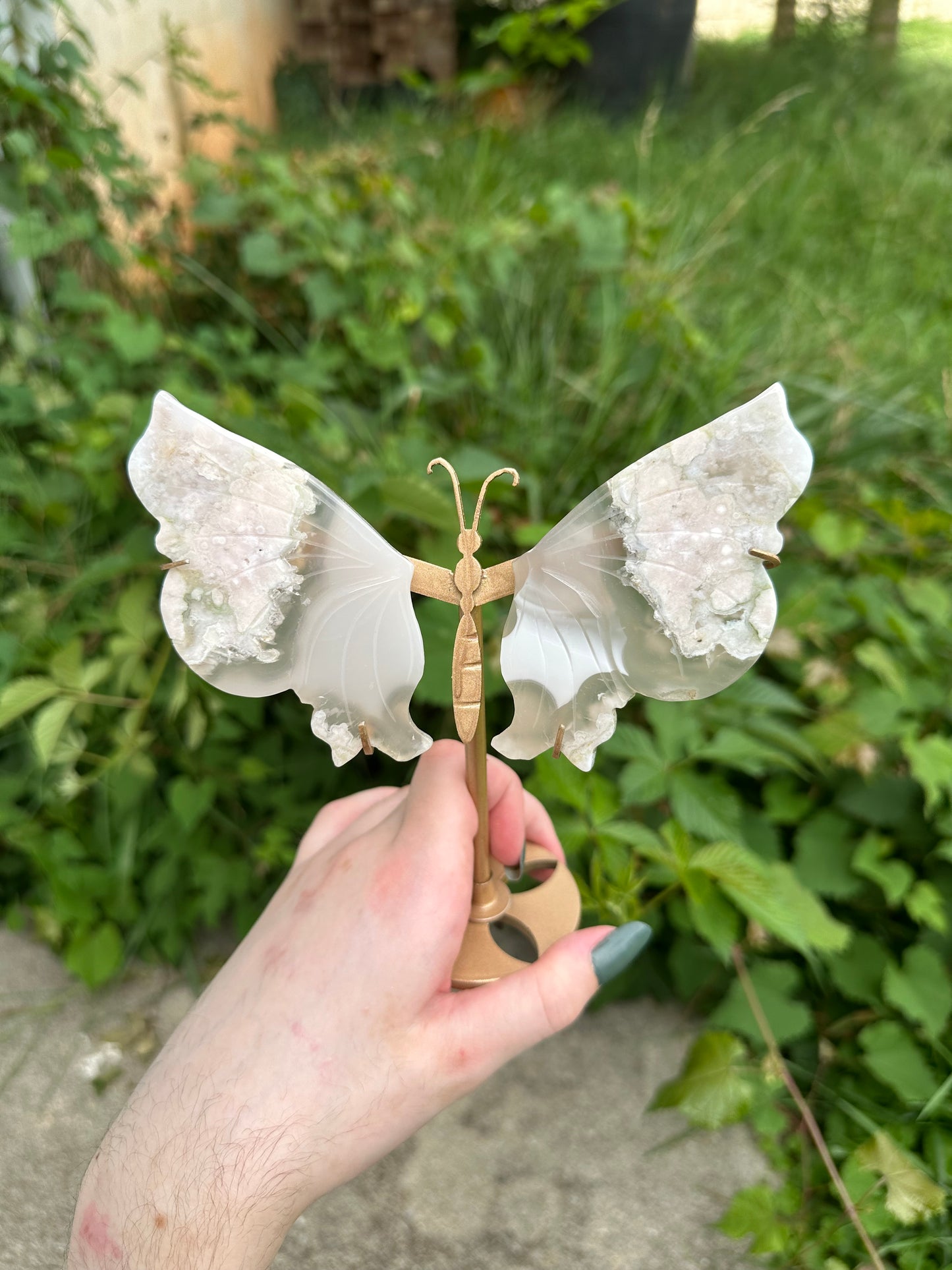 Flower Agate Butterfly with stand