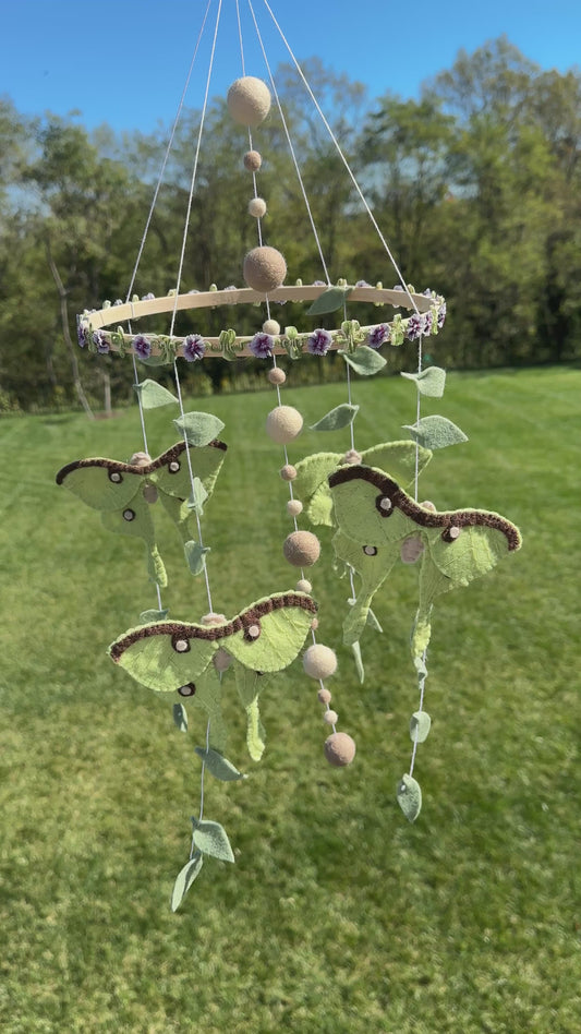 Handmade Luna Moth Crib Mobile