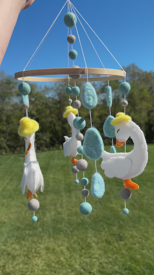 Handmade Goose & Raindrop Crib Mobile